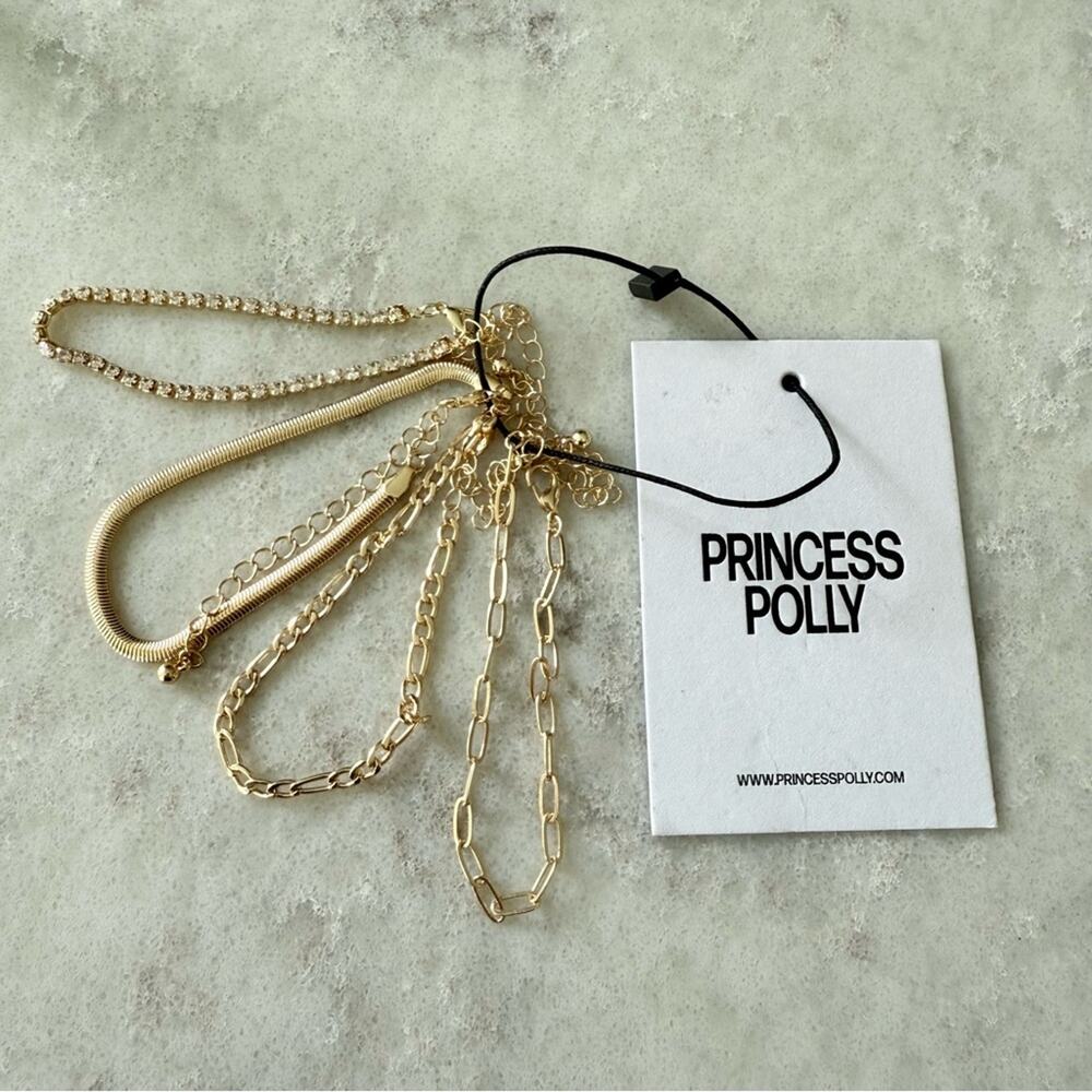 Princess Polly Gold Tone Chain Bracelet Set NWT Esmerie summer